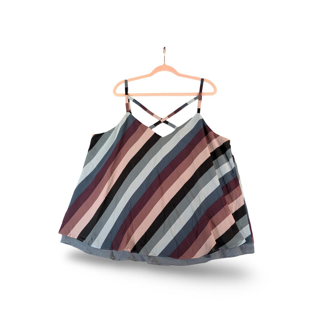 Torrid Striped Strappy Spaghetti Strap Flowy Tank Top Size 2